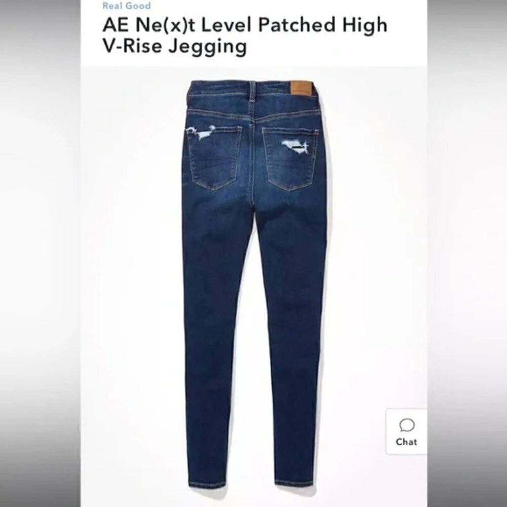 SOLD NWT American Eagle Ne(x)t Level Patched High V-Rise jegging,  Sz 4 Short - Picture 6 of 15